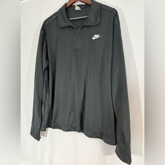 Vintage Y2K Nike Quarter Zip Pullover Sweatshirt XL Black Mesh Logo Top - Picture 2 of 6